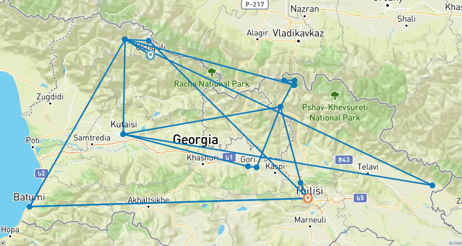 Mapa do percurso de Georgia Highlights