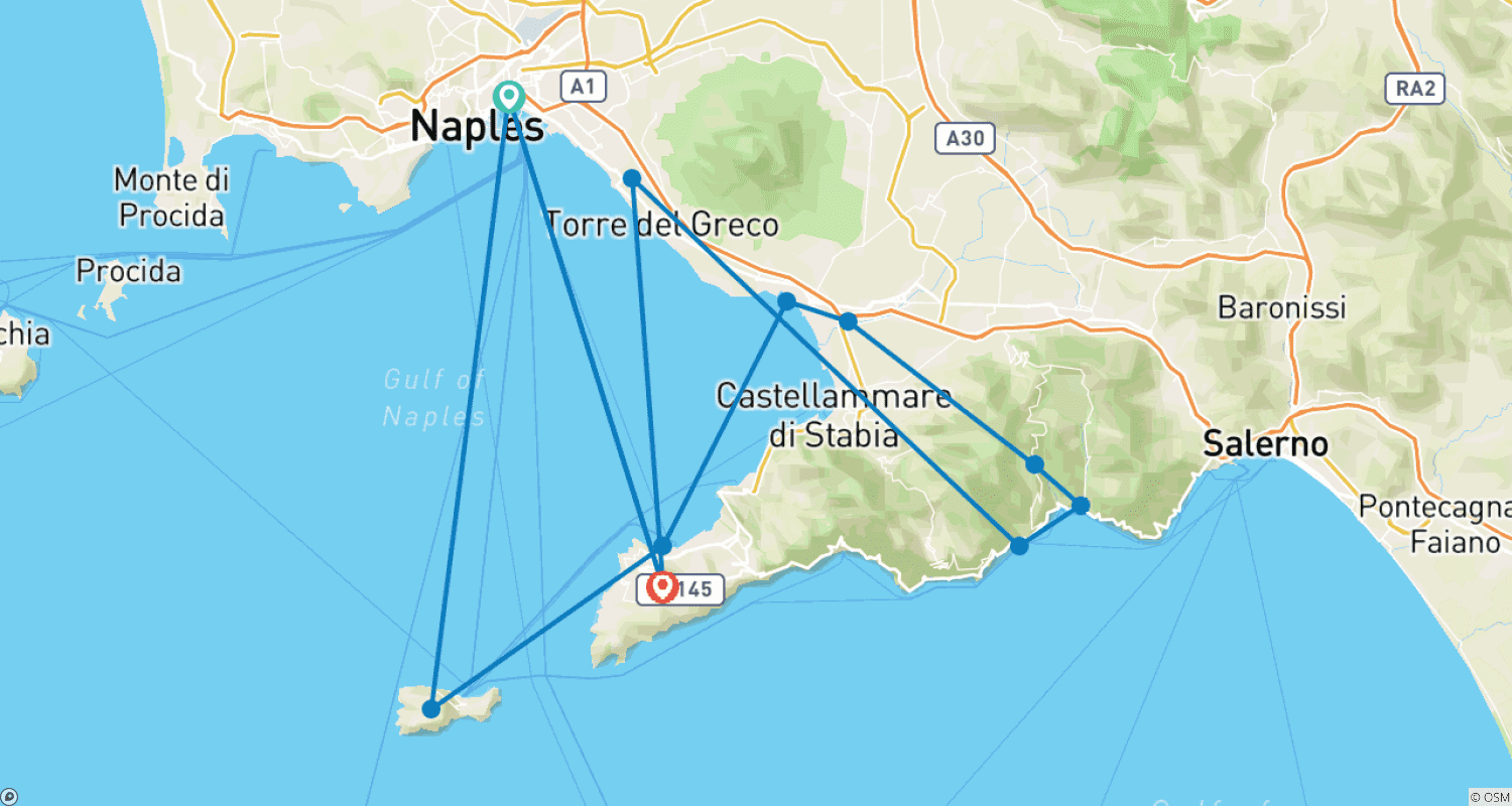 Mapa do percurso de Gulf of Naples with Flair