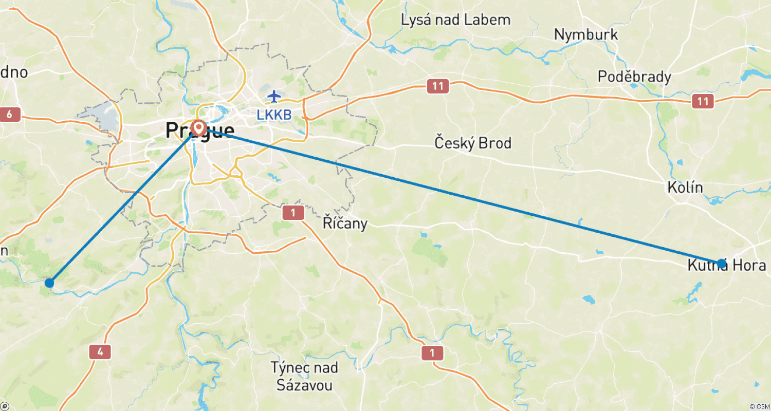 Mapa trasy: Fantastyczny tydzień w Pradze all inclusive