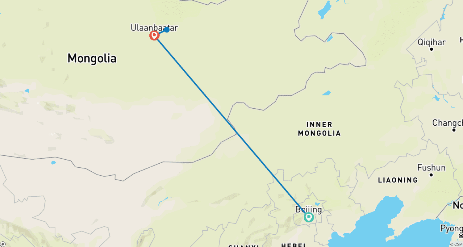 Mapa do percurso de Excursão Personalizada de 10 Dias pela China e Mongólia, Guia e Motorista Privados