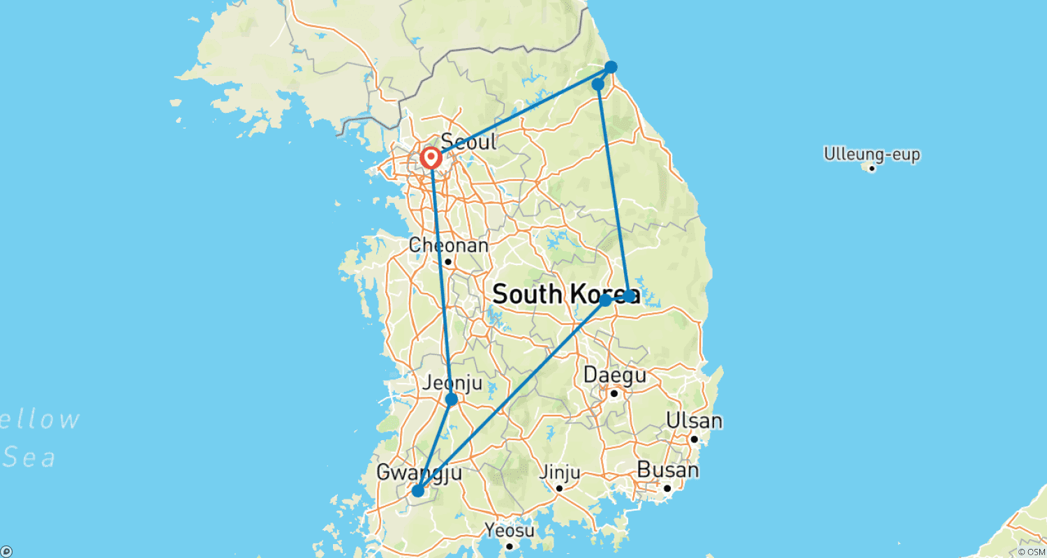 Mapa trasy: Explore South Korea on Foot