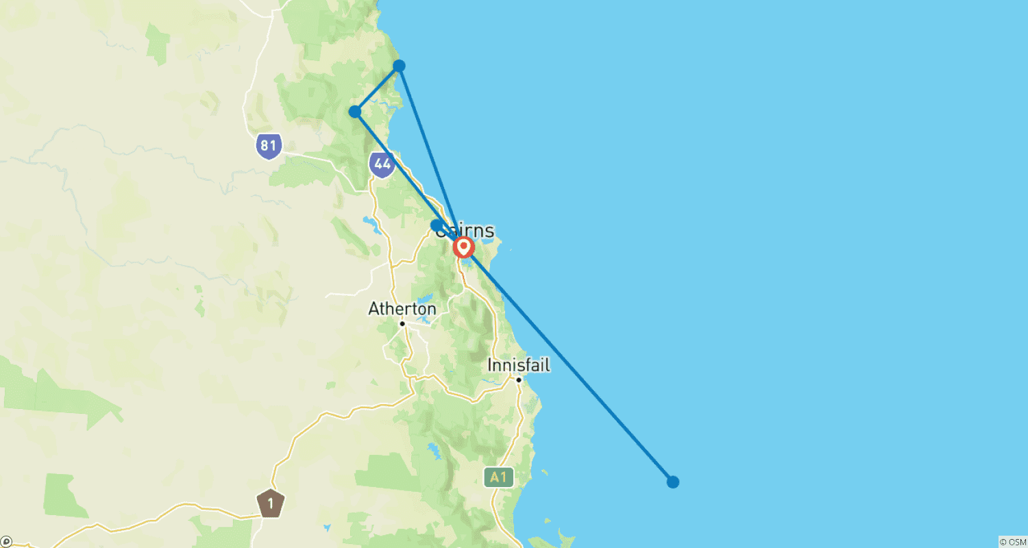 خريطة مسار باقة هروب لمدة 6 أيام في Cairns