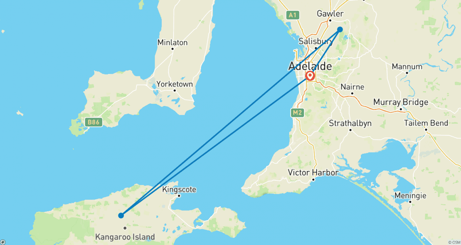 【Adelaide】5 Days Explore Packageのルートマップ