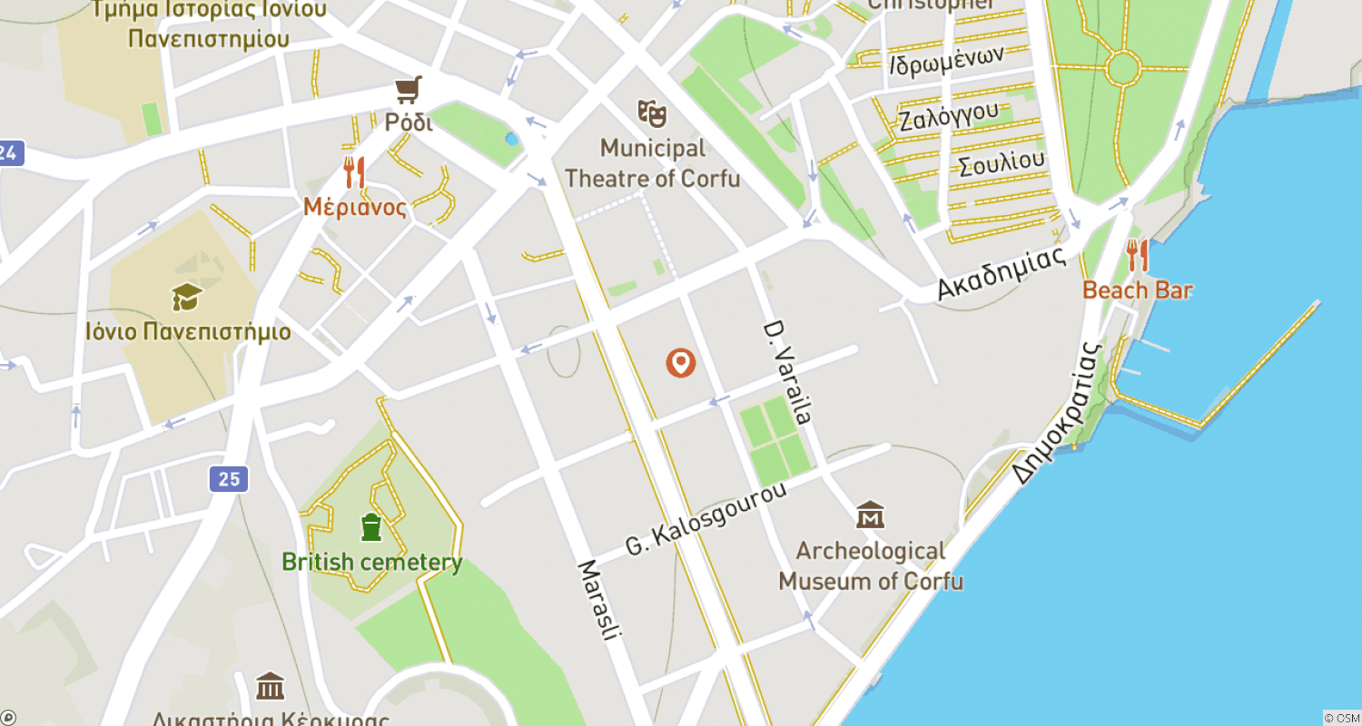 Mapa do percurso de Destaques de Caminhada no Trilho de Corfu