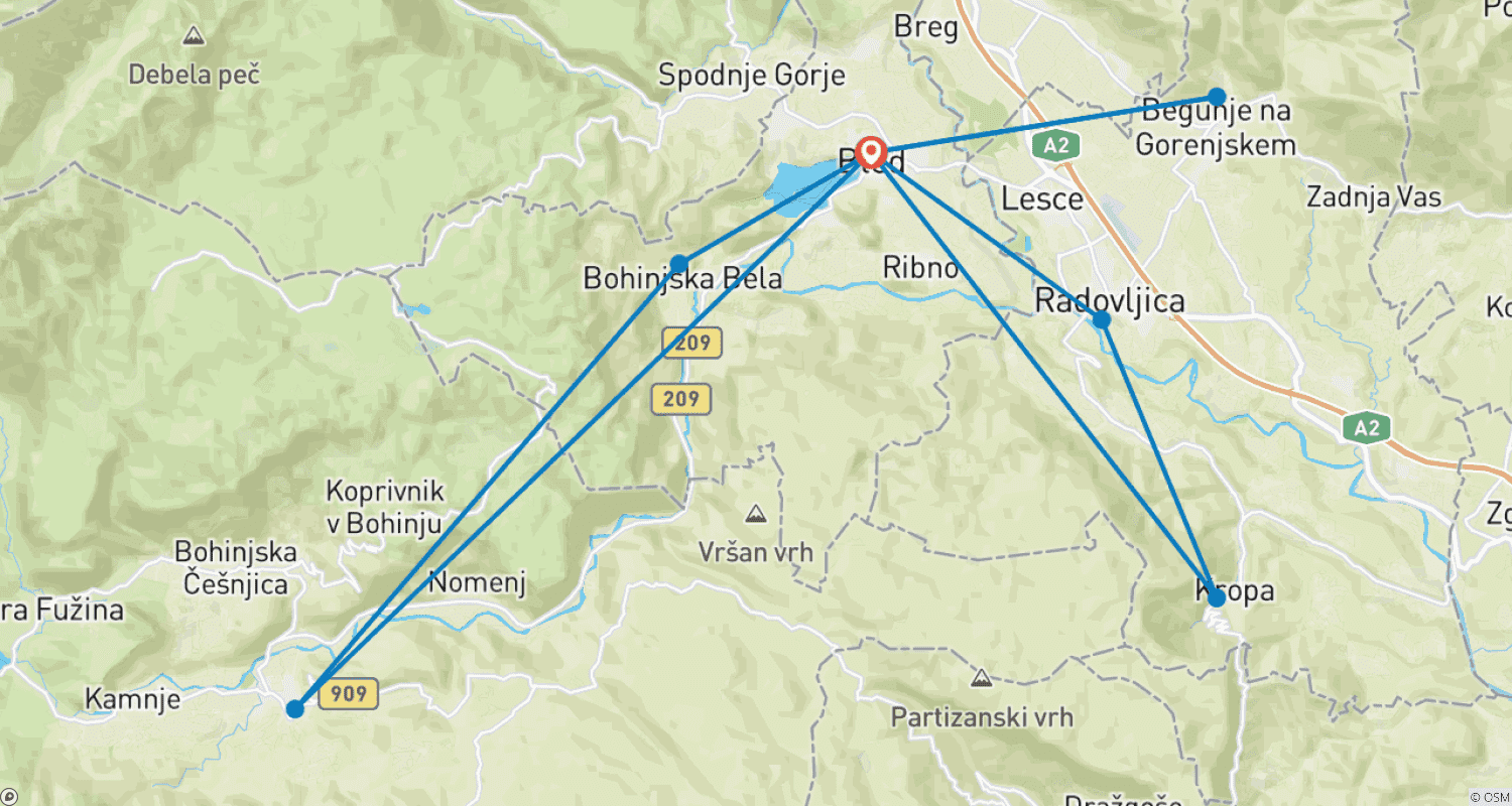 خريطة مسار Lake Bled Tour