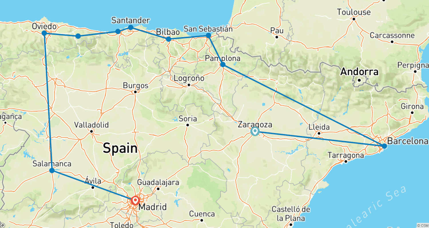 Mapa trasy: Z Barcelony: 4-dniowa Zielona Hiszpania