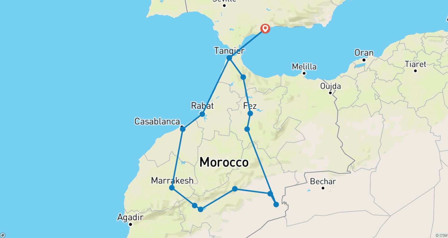 Mapa trasy: Z Costa del Sol: 9-dniowa Wielka Pustynia Maroka - Szlak Kasb