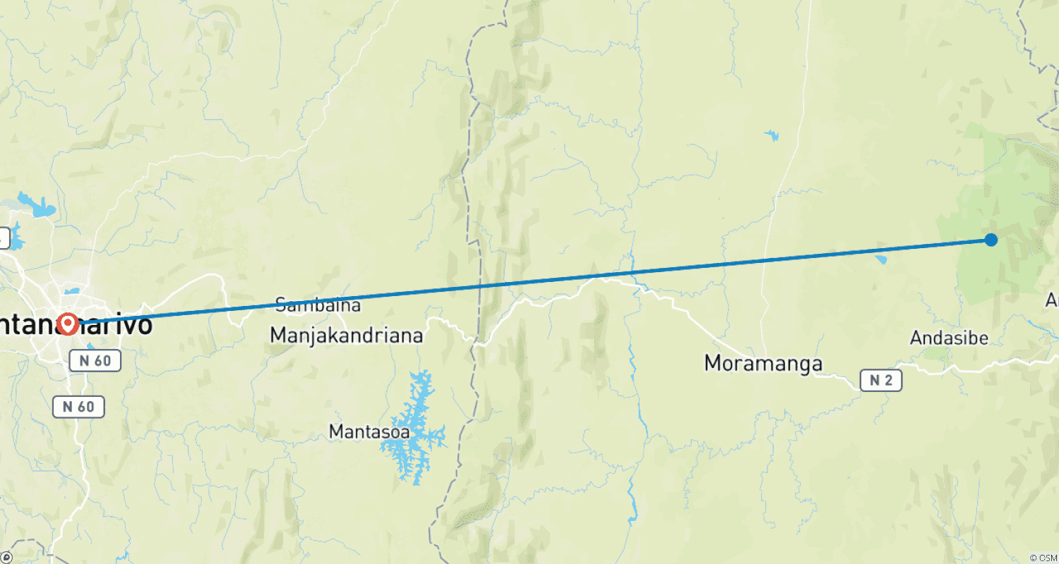 Mapa trasy: Odkrywanie madagaskarskiego ptactwa w Andasibe
