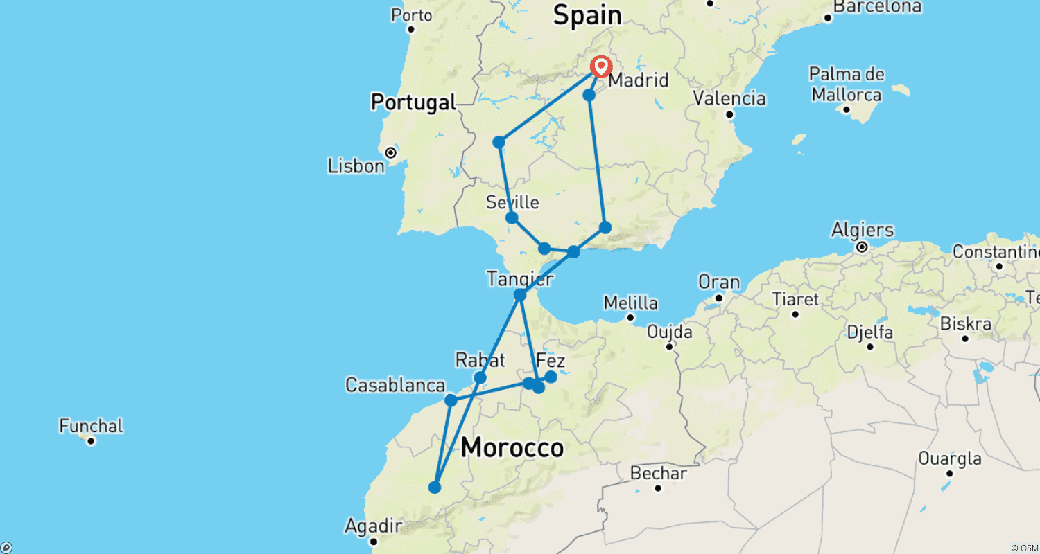 Mapa trasy: 12-dniowa Andaluzja i Maroko, w czwartki