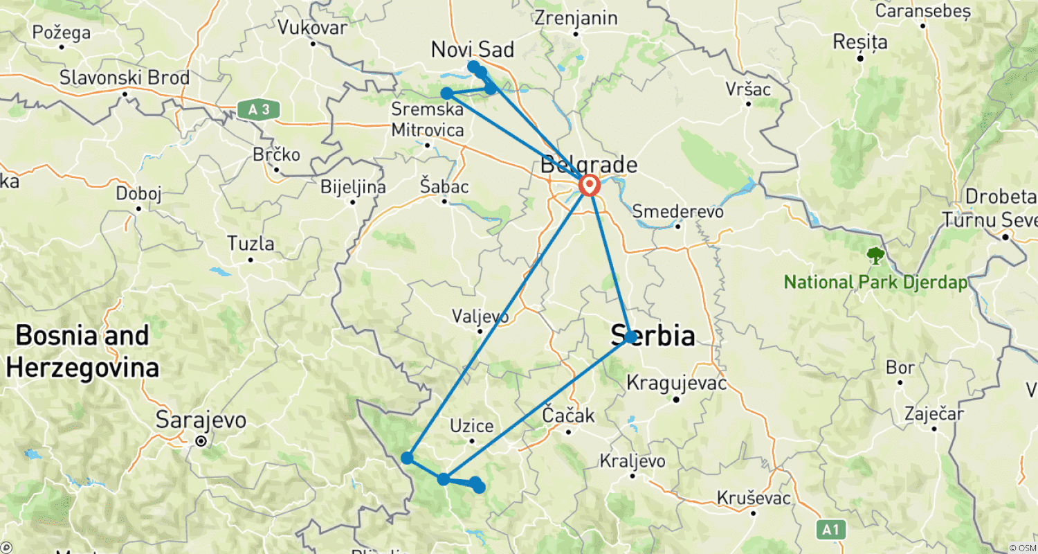 Mapa trasy: Prywatna - Odkryj Serbię