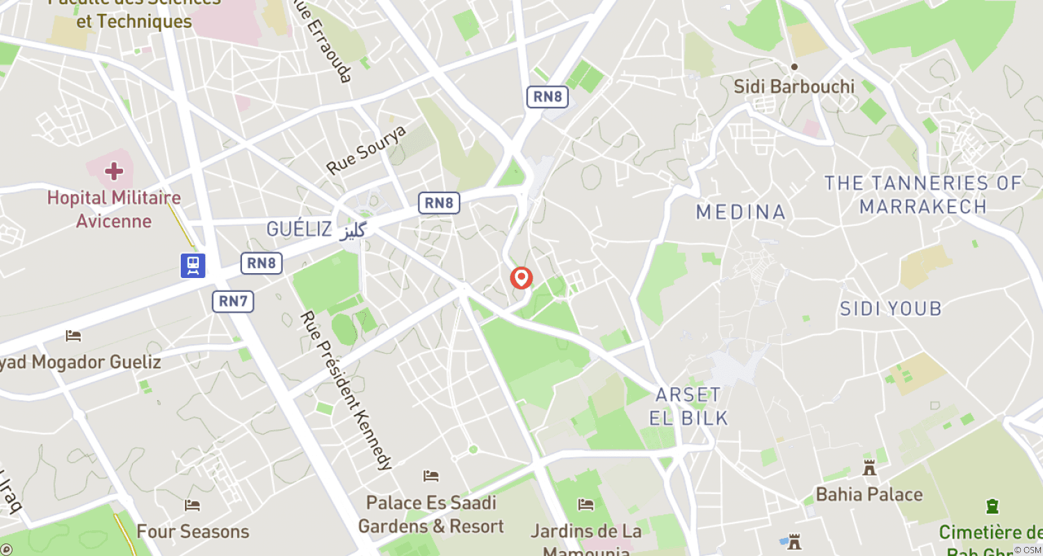 Mapa do percurso de Mini Aventura Clássica em Marraquexe
