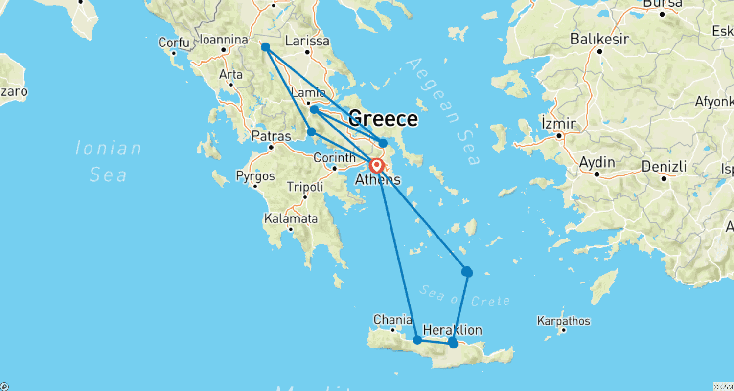 Mapa trasy: Odkryj to, co najlepsze w Grecji – 10 dni