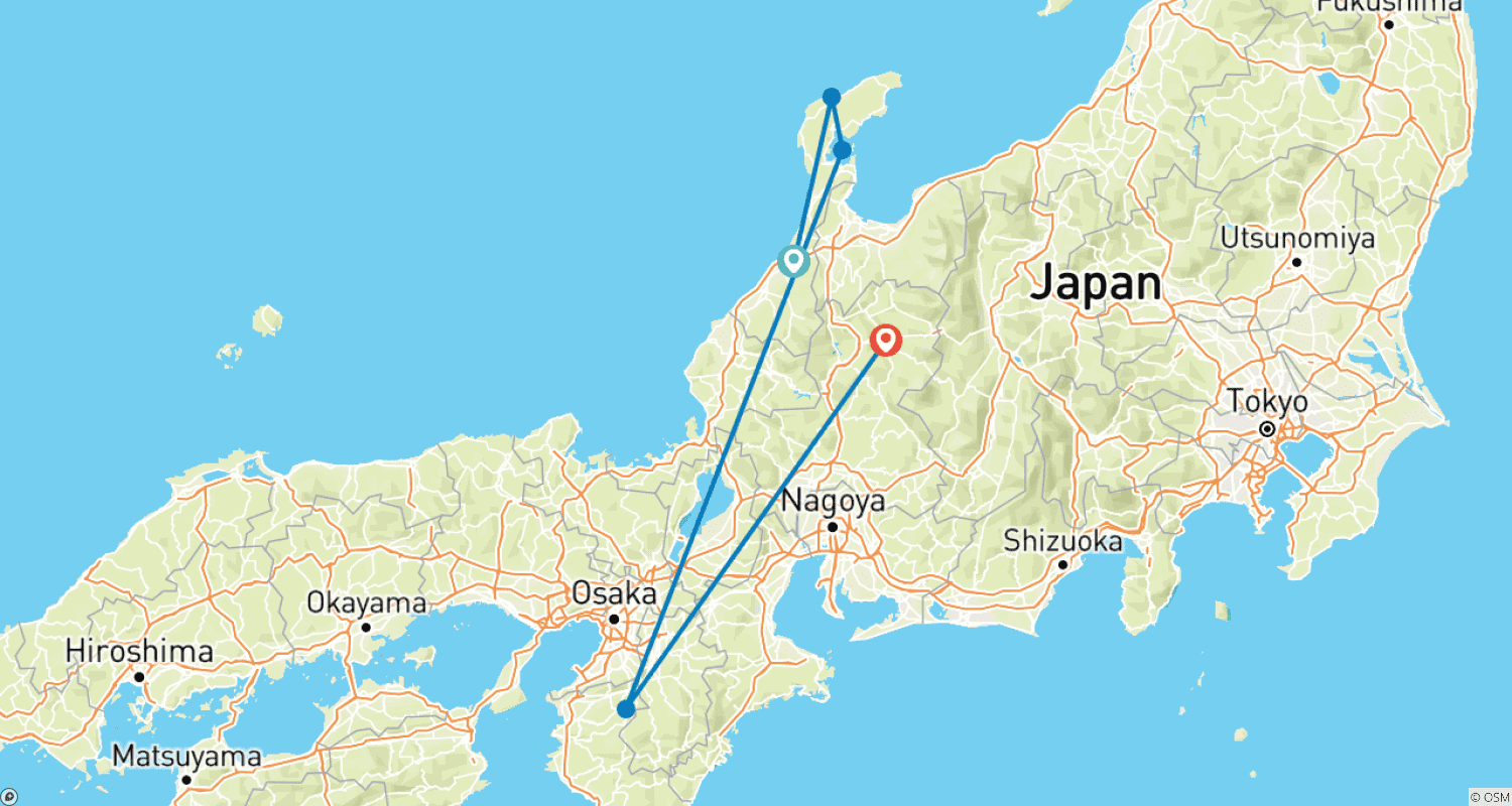 Mapa do percurso de Japan Cycling Tour: Discover Japan's Heritage On Bike
