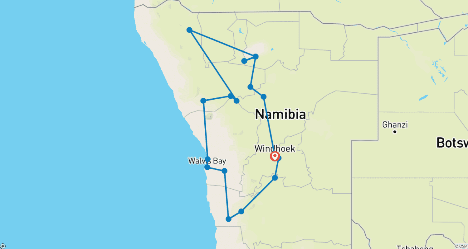 Mapa trasy: Himba - 16 dni Przygody