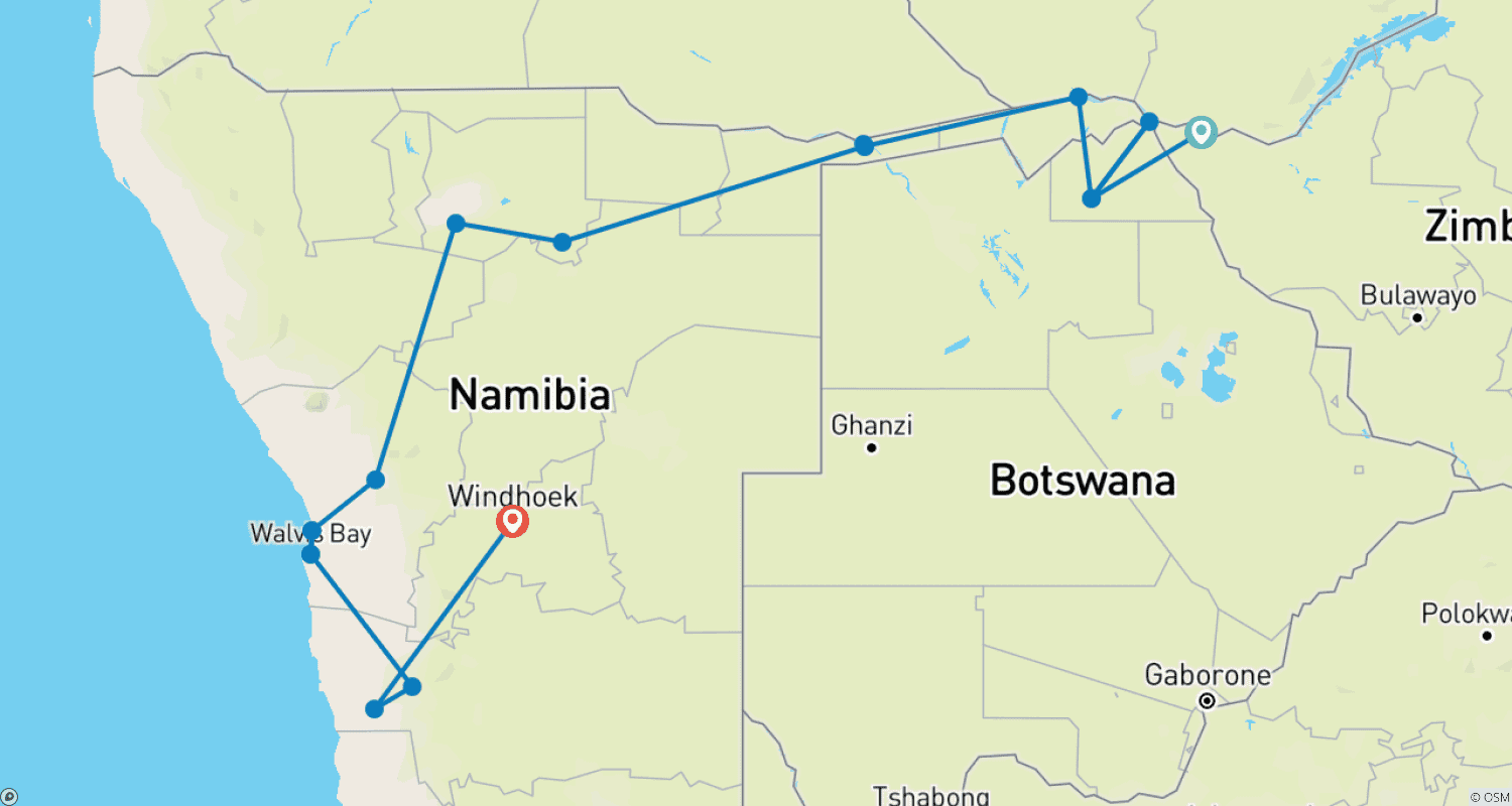 Mapa trasy: Kwando - 20 dni