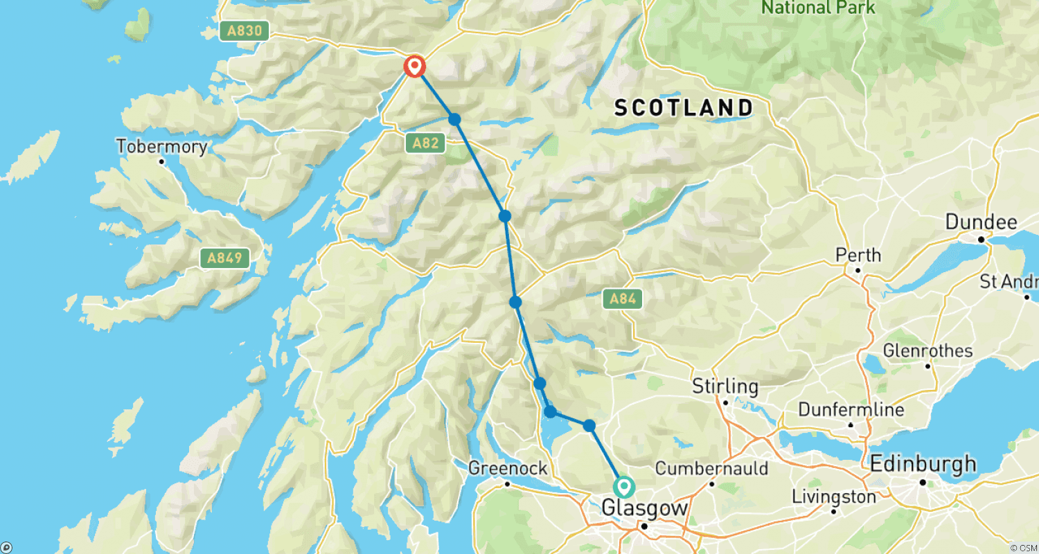 خريطة مسار Scotland - West Highland Way - 8 days (8 days)