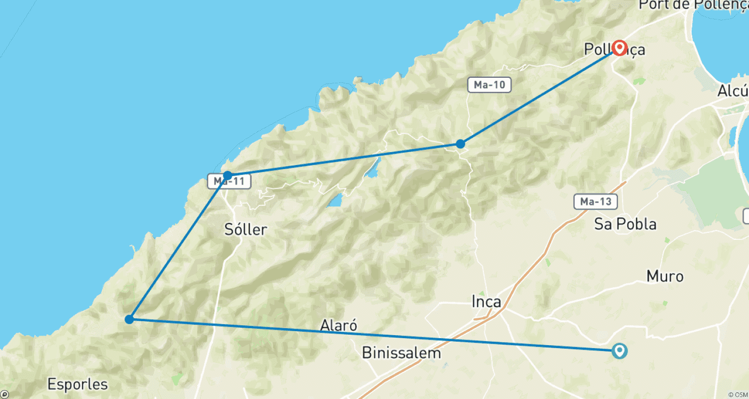 Mapa do percurso de O Melhor do GR 221 - Caminhada com conforto de hotel (8 dias)