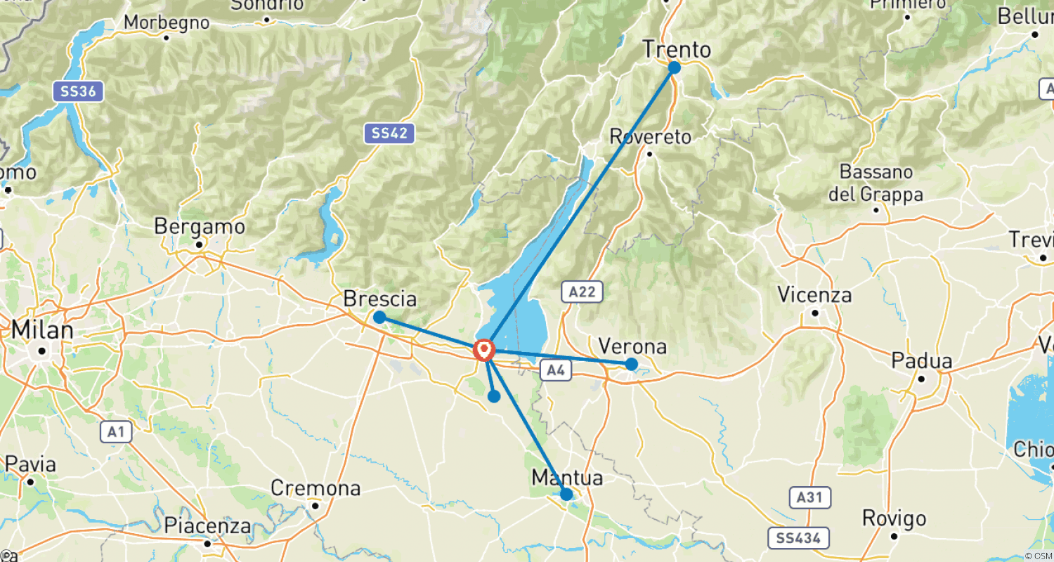 خريطة مسار Star Tour Lake Garda - Trento, Verona, Mantua and Brescia 7 Days
