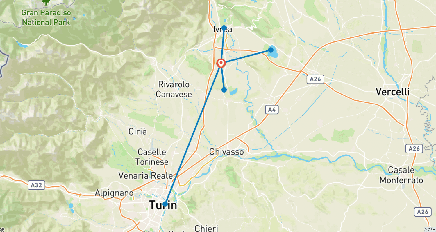 Mapa do percurso de Star Tour Piemonte - O segredo mais bem guardado da Itália em 7 Dias