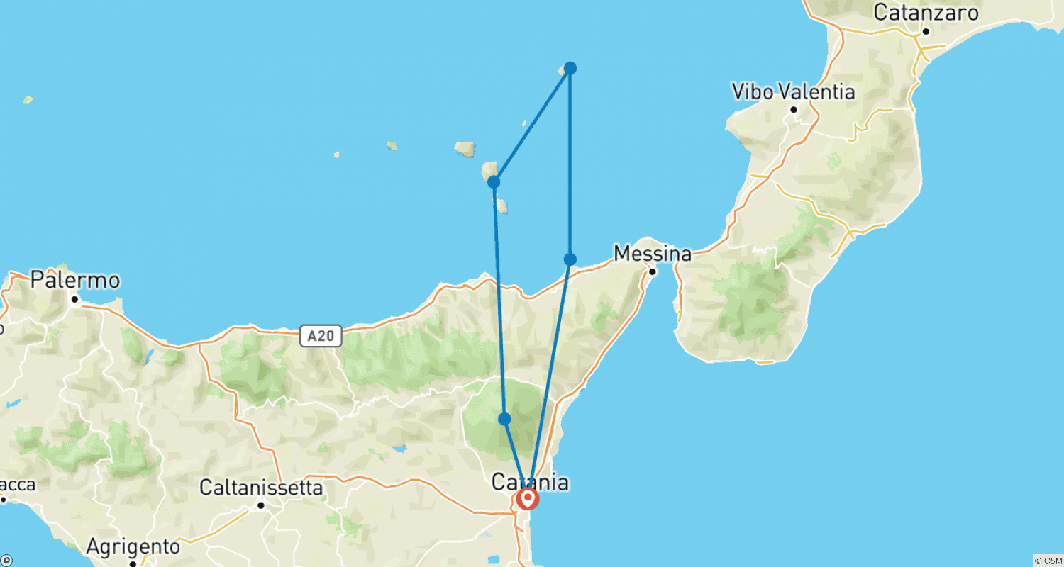 Mapa do percurso de Hike Sicily & the Aeolian Islands