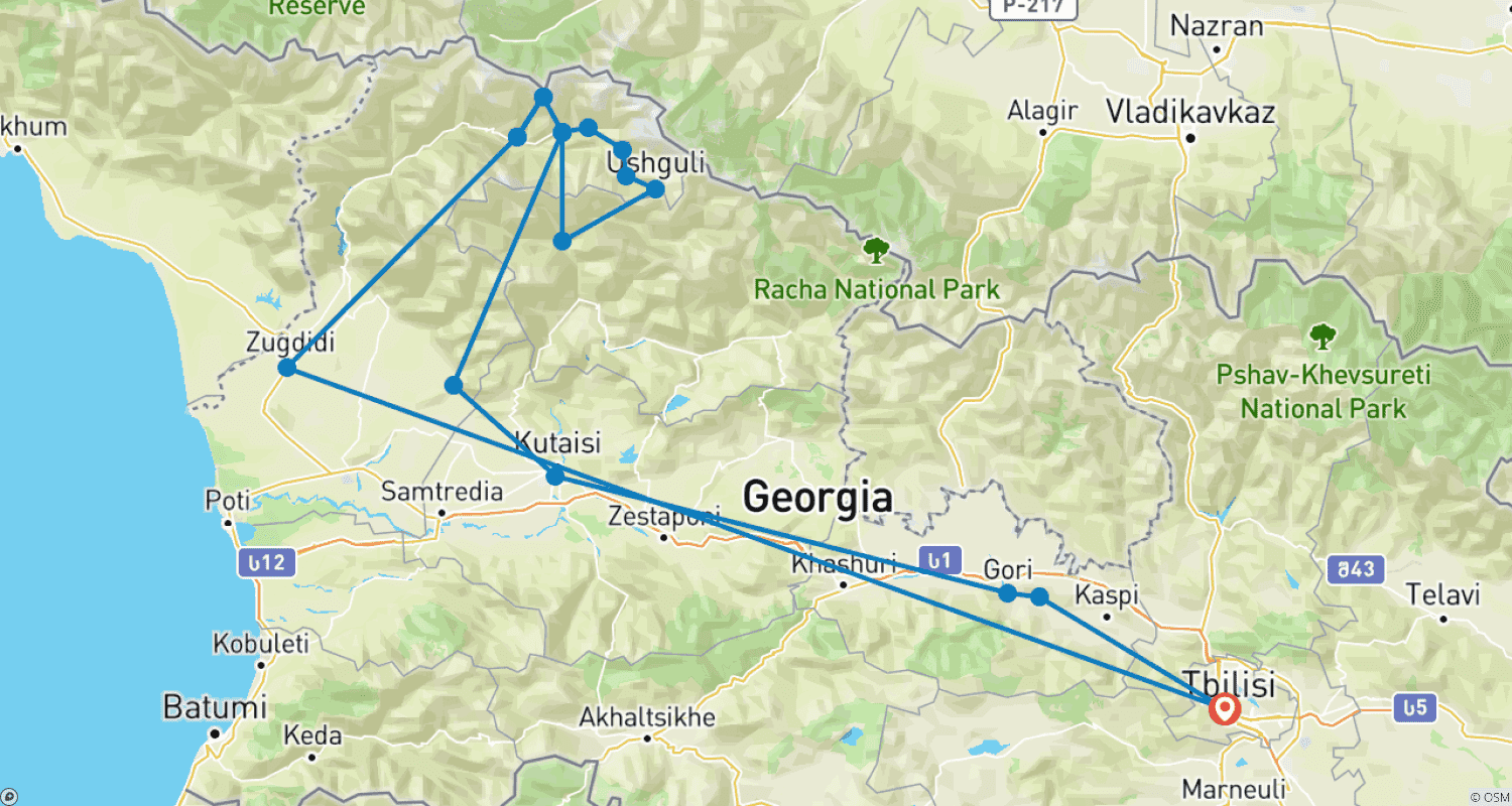 خريطة مسار Georgia - Hiking the Highlights of the Transcaucasian Trail (12 days)