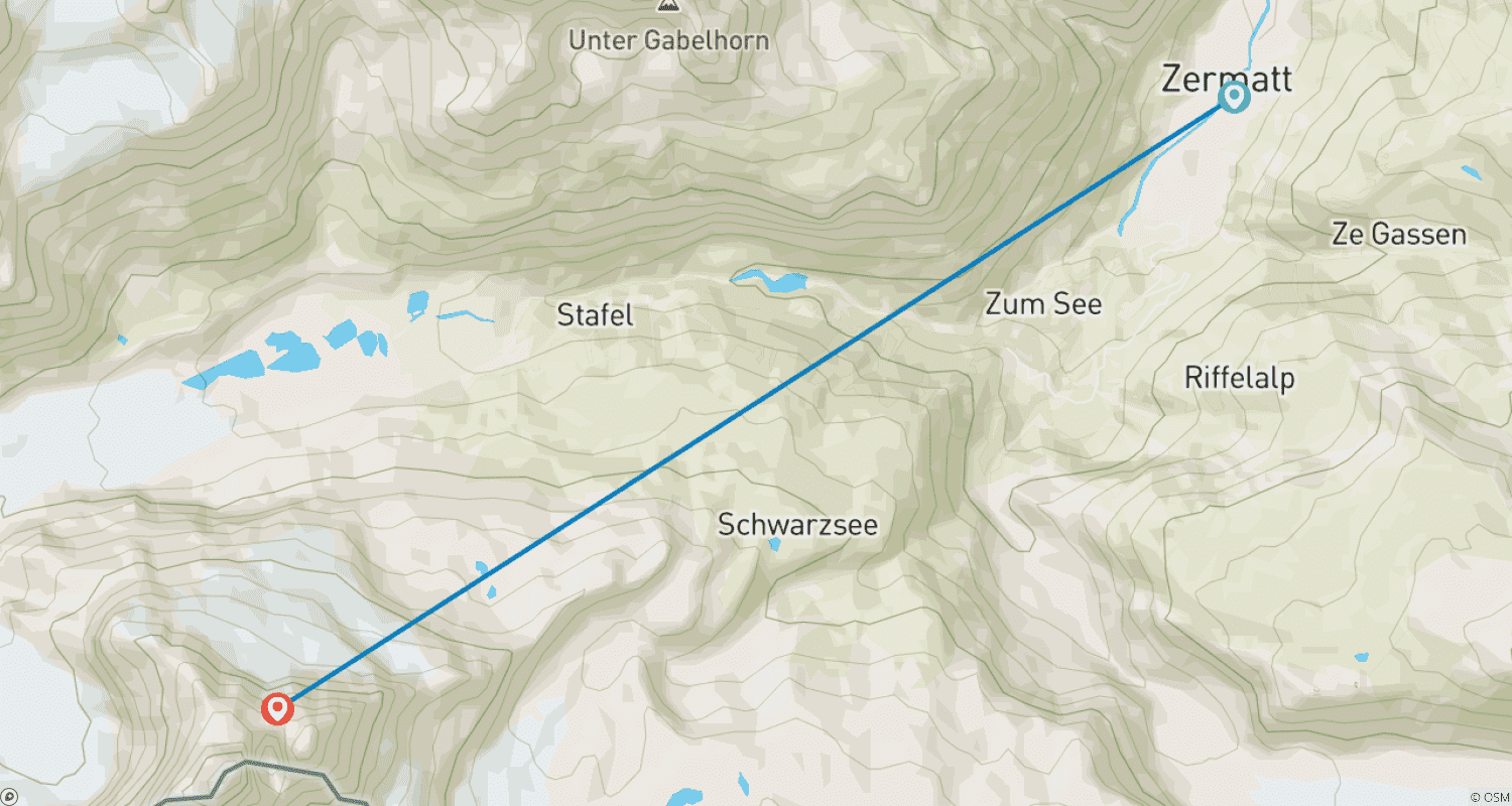 خريطة مسار التنزه في Zermatt - بالقرب من Matterhorn 7 أيام