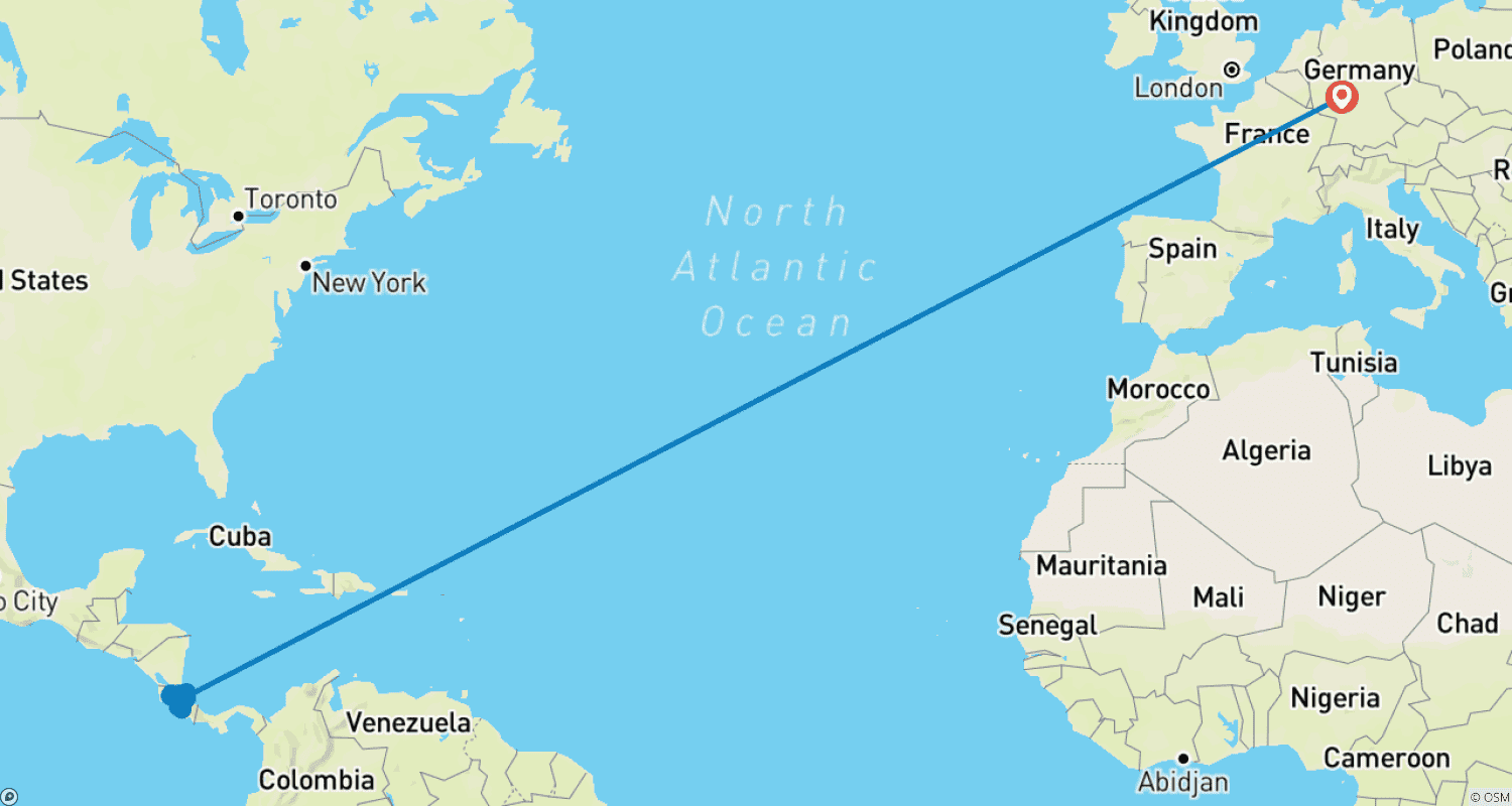 Mapa do percurso de Experimente os Destaques da Costa Rica em 14 Dias