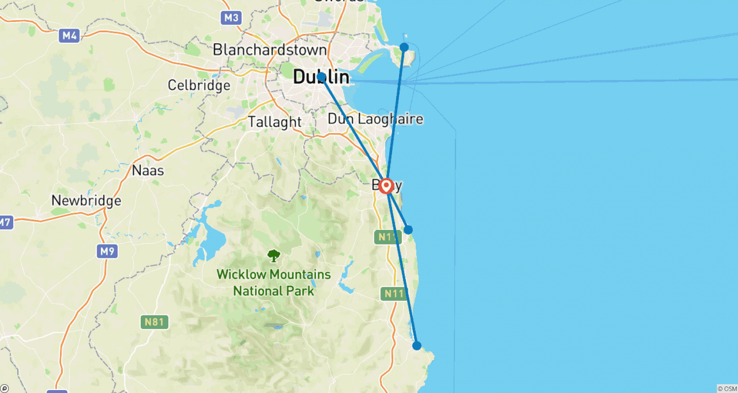 Mapa trasy: Wędrówka przez Wicklow