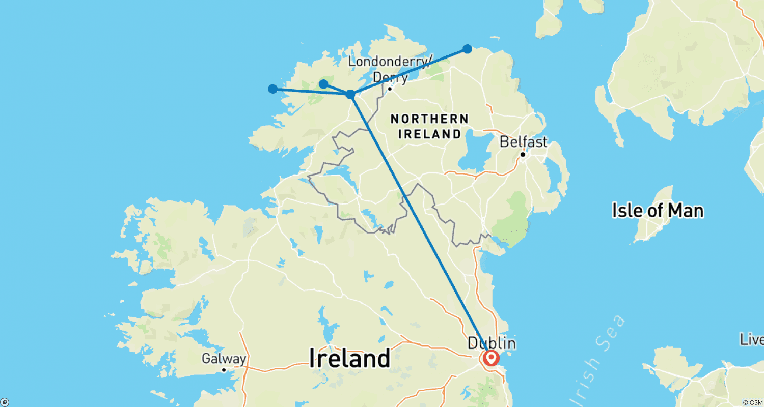 Mapa trasy: Wędrówka po Irlandii