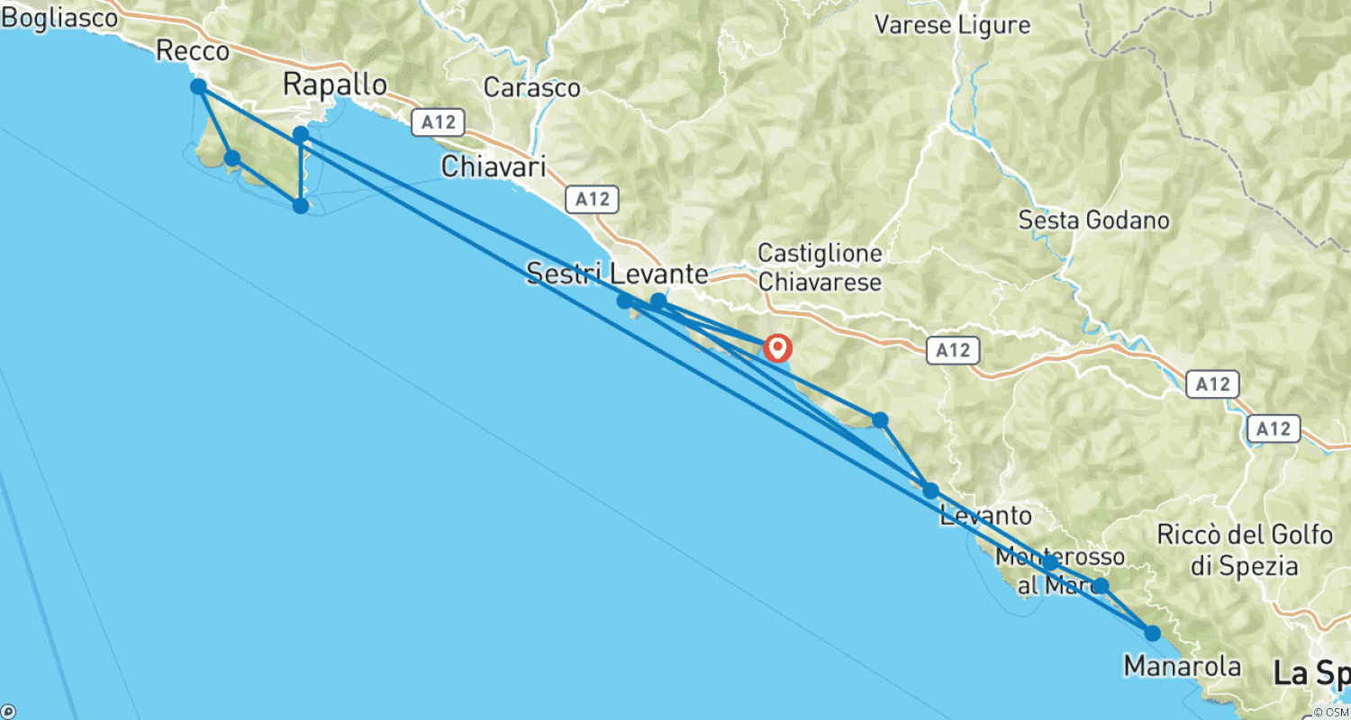 Mapa trasy: Wędrówka po Cinque Terre w 8 dni