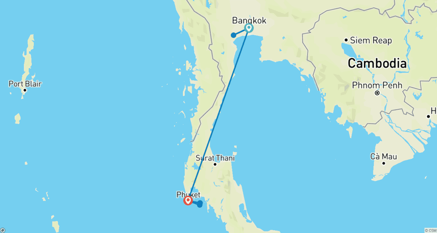 Mapa trasy: Bangkok Basics & Phuket Beach Break, wycieczka w małej grupie