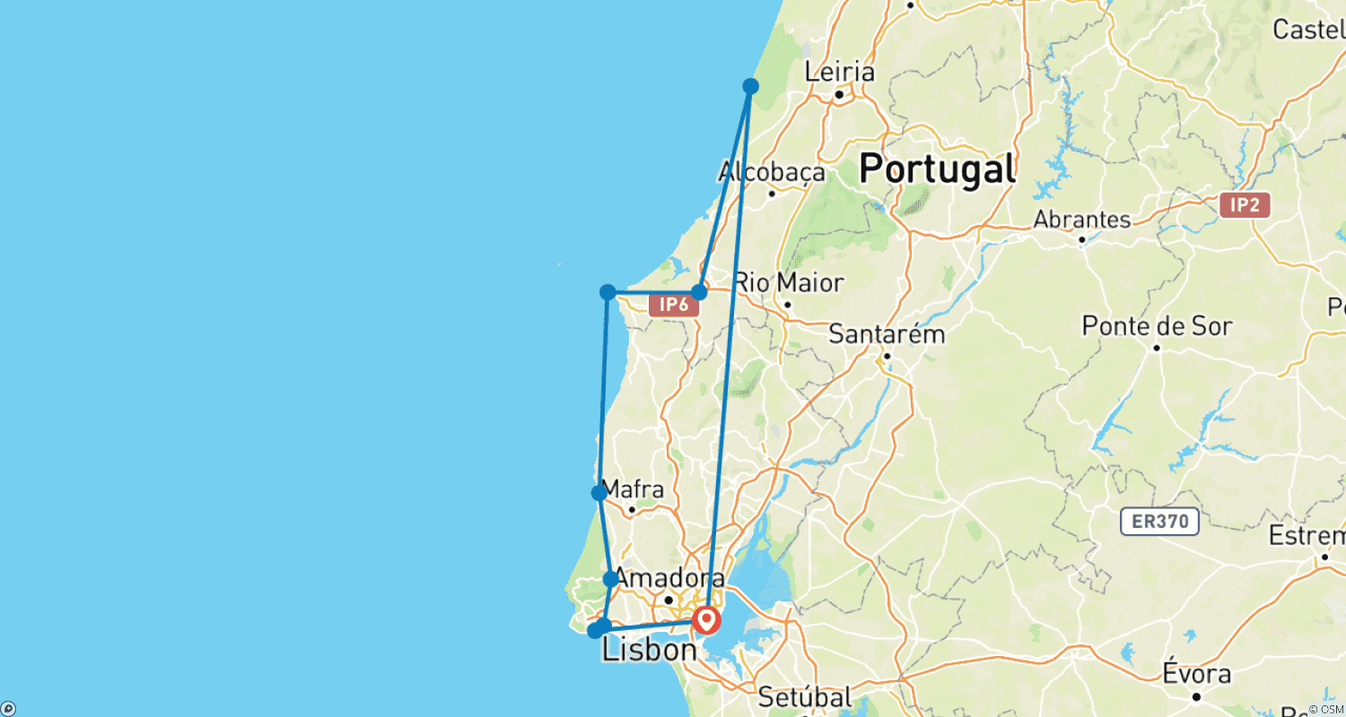 خريطة مسار Portugal - The Atlantic West Coast & Sintra 7 Days