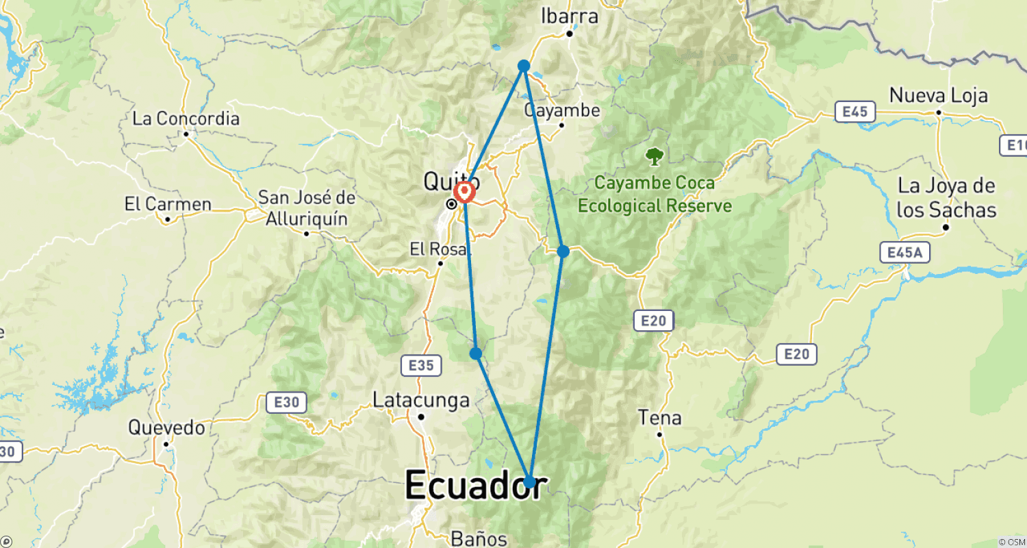 Mapa trasy: Ekwador: Przygoda Multisportowa - 8 dni
