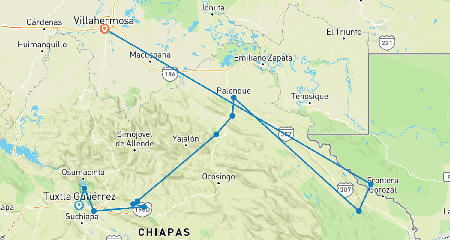 خريطة مسار Discover the Most Spectacular Sites of the Eden of Chiapas