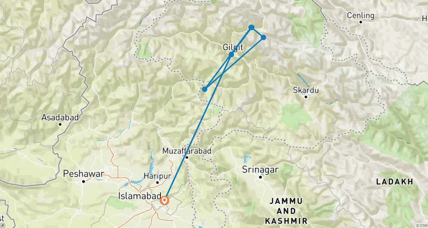 Mapa do percurso de Rush Lake Trek 2026 and 2027 | Pakistan's Highest Alpine Lake
