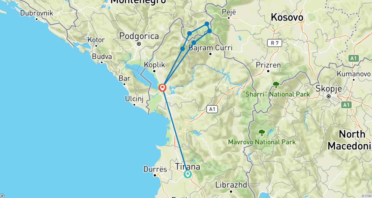 خريطة مسار Hike the Balkan Peaks in 18 Days