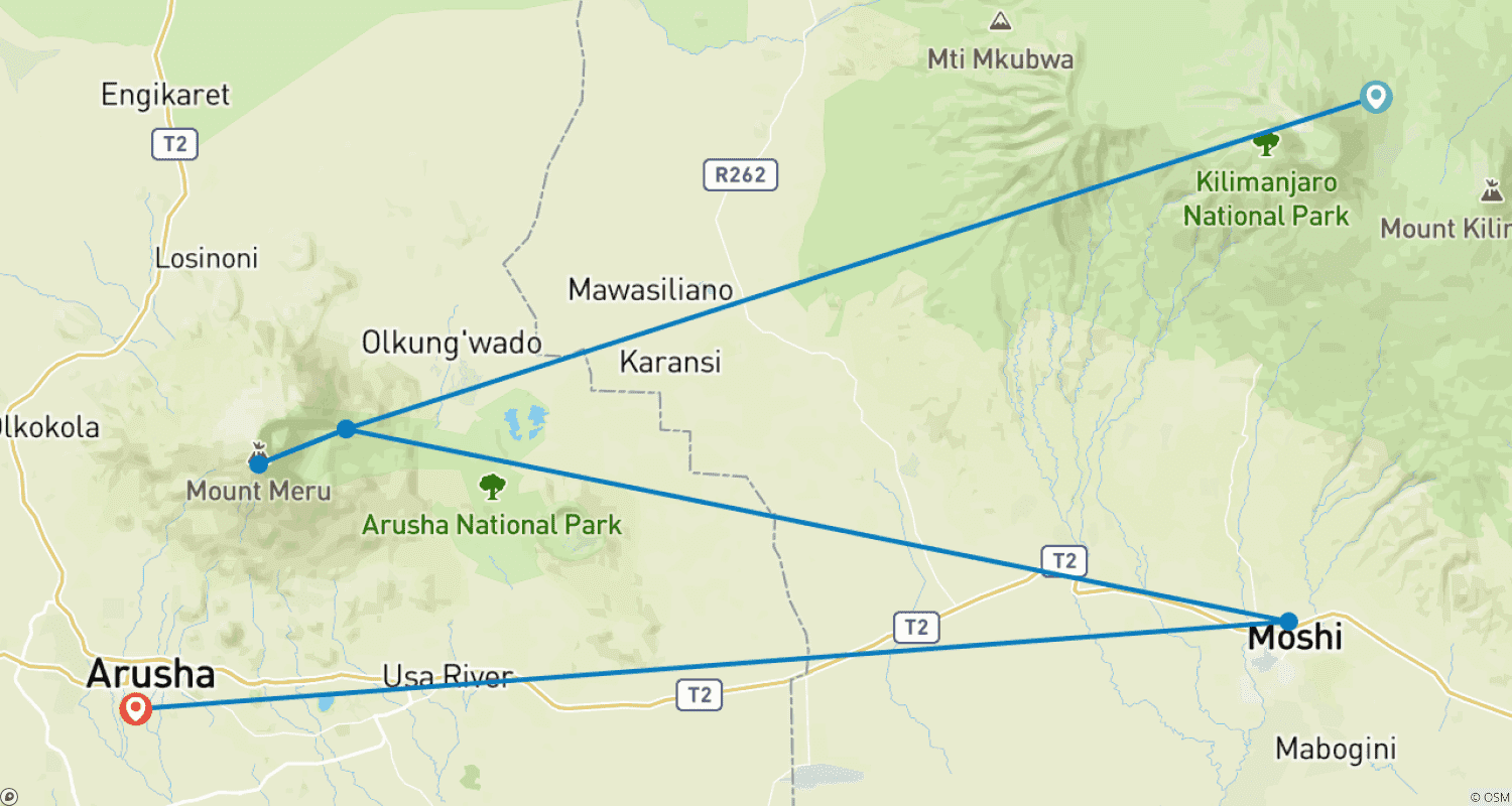خريطة مسار Mount Meru رحلة مشي لمدة 4 أيام