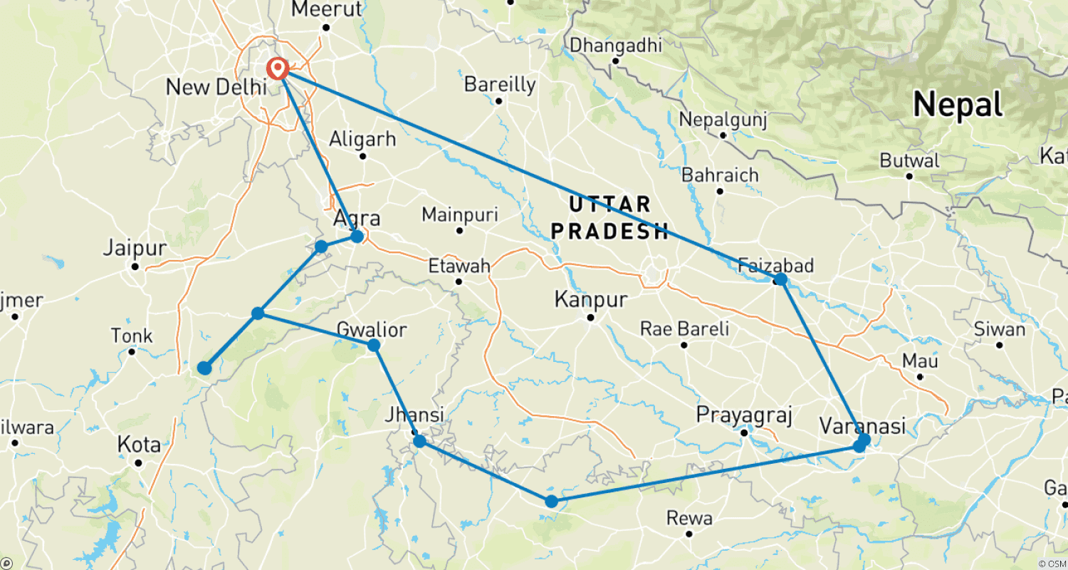 Mapa trasy: North India Tour with Ayodhya