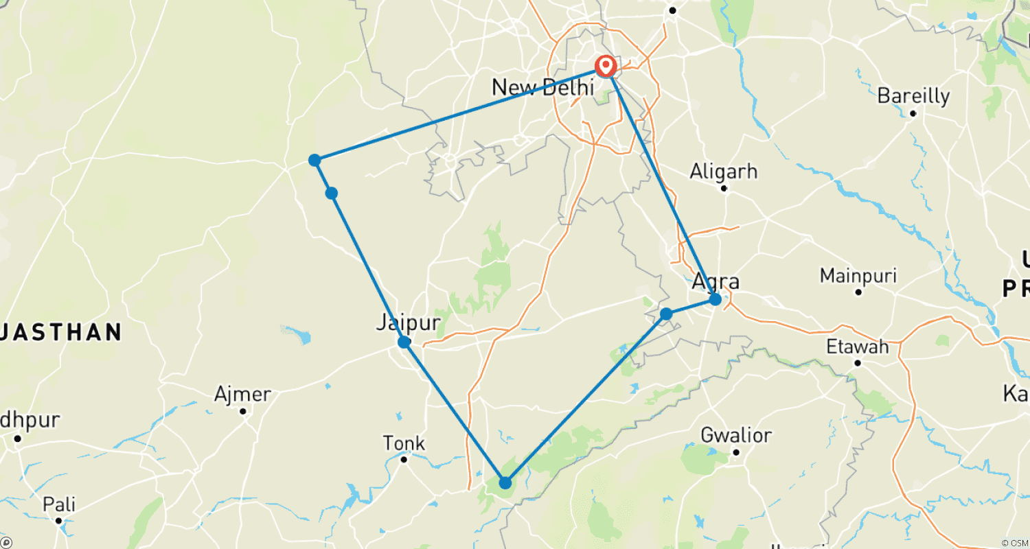 Mapa trasy: 10 Days India Trip