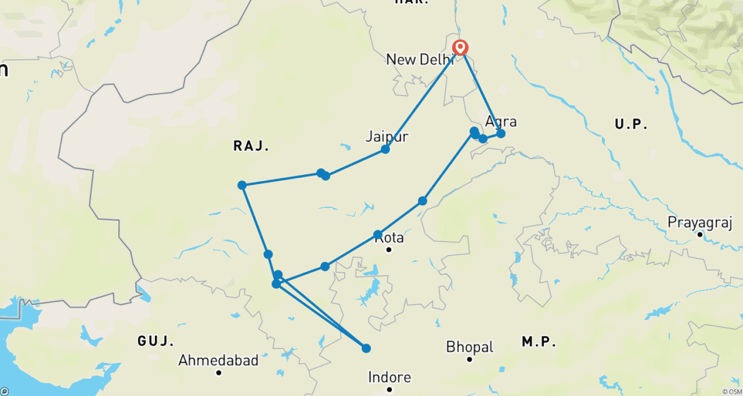 Mapa trasy: Historical Rajasthan