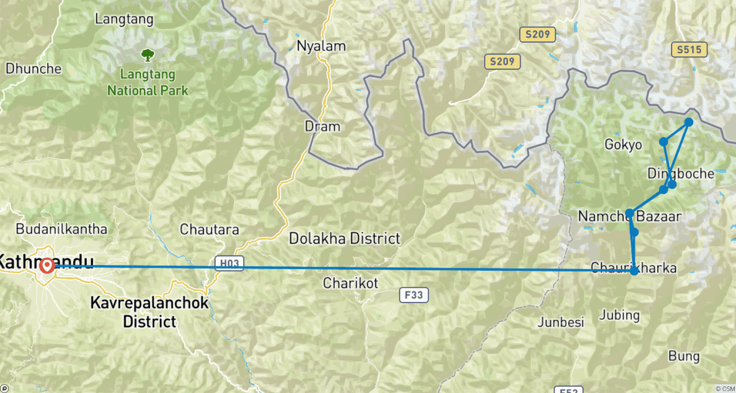 Mapa trasy: Trekking z noclegiem w Bazie pod Everestem