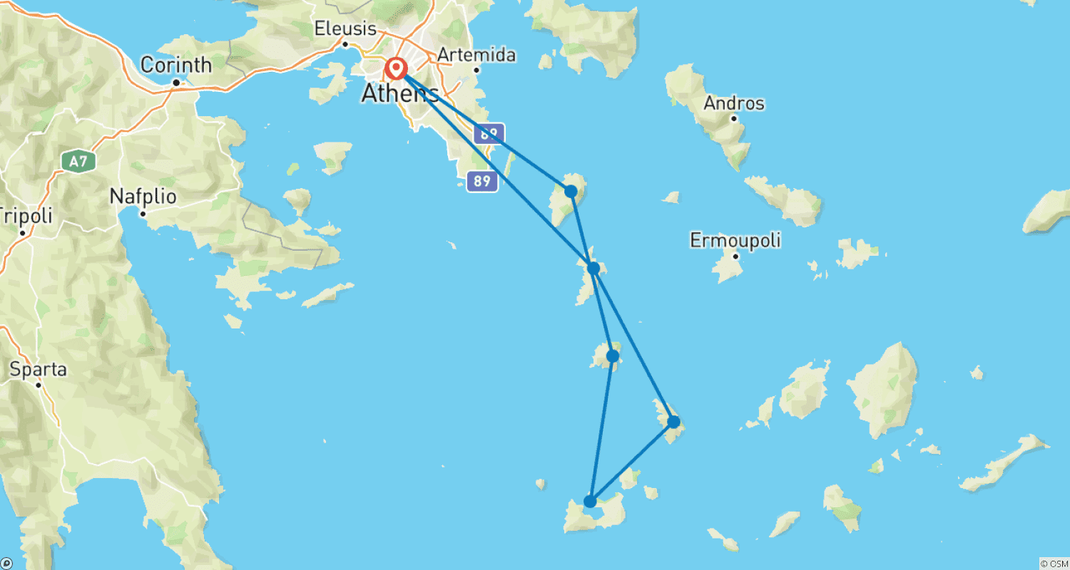 Mapa trasy: Żeglowanie po greckim Morzu Śródziemnym