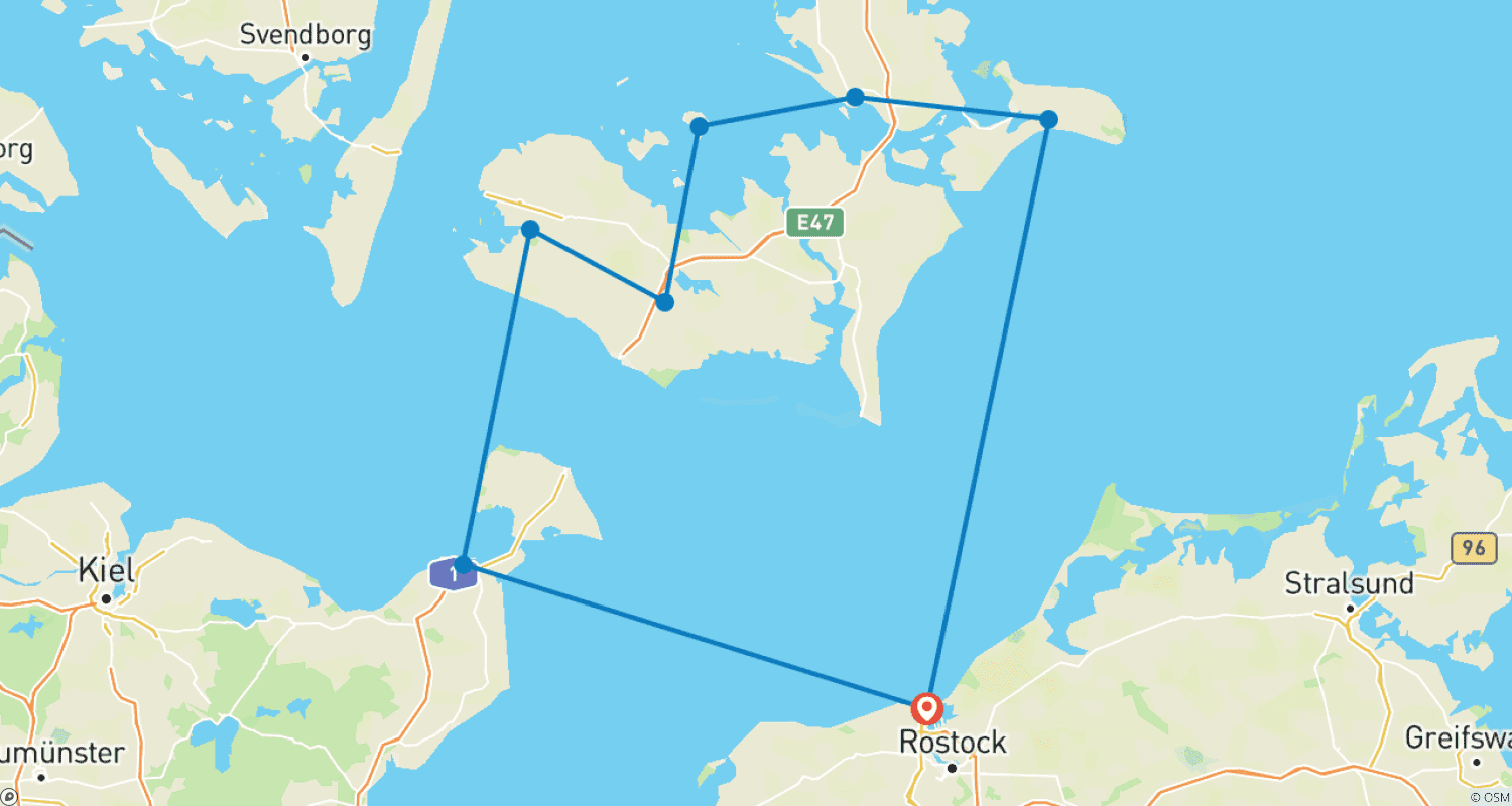 خريطة مسار Segelreise Die schönsten Seiten der Ostsee