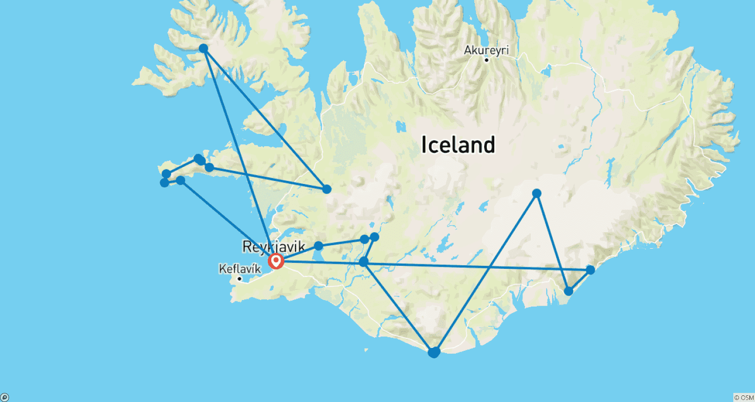 Mapa trasy: Premium Islandia zimą