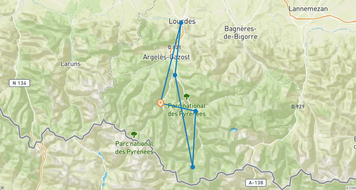 Mapa do percurso de Parque Nacional dos Pirenéus (CAUTERETS) - Caminhada autoguiada