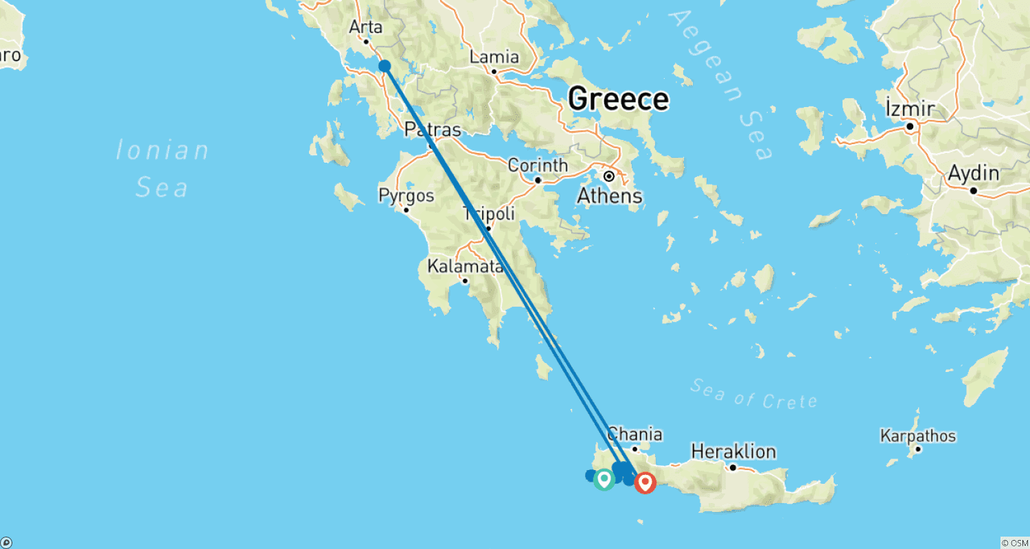 Mapa do percurso de Creta: Caminhada pelas Gargantas do Sudoeste (Caminhada Autoguiada)