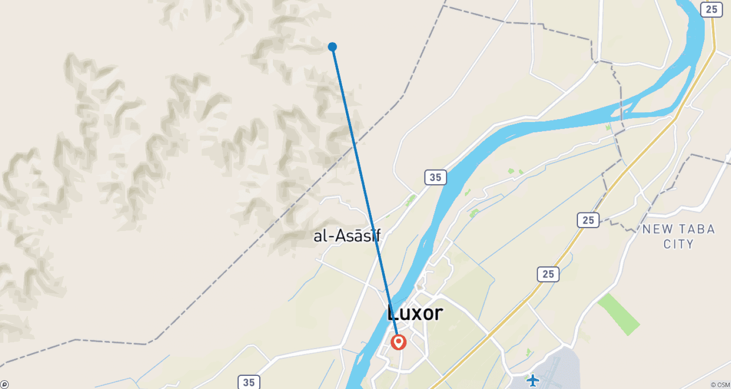 Mapa trasy: Luksor: Całodniowa prywatna wycieczka do Doliny Królów, Karnaku, Świątyń Luksorskich i wiele więcej