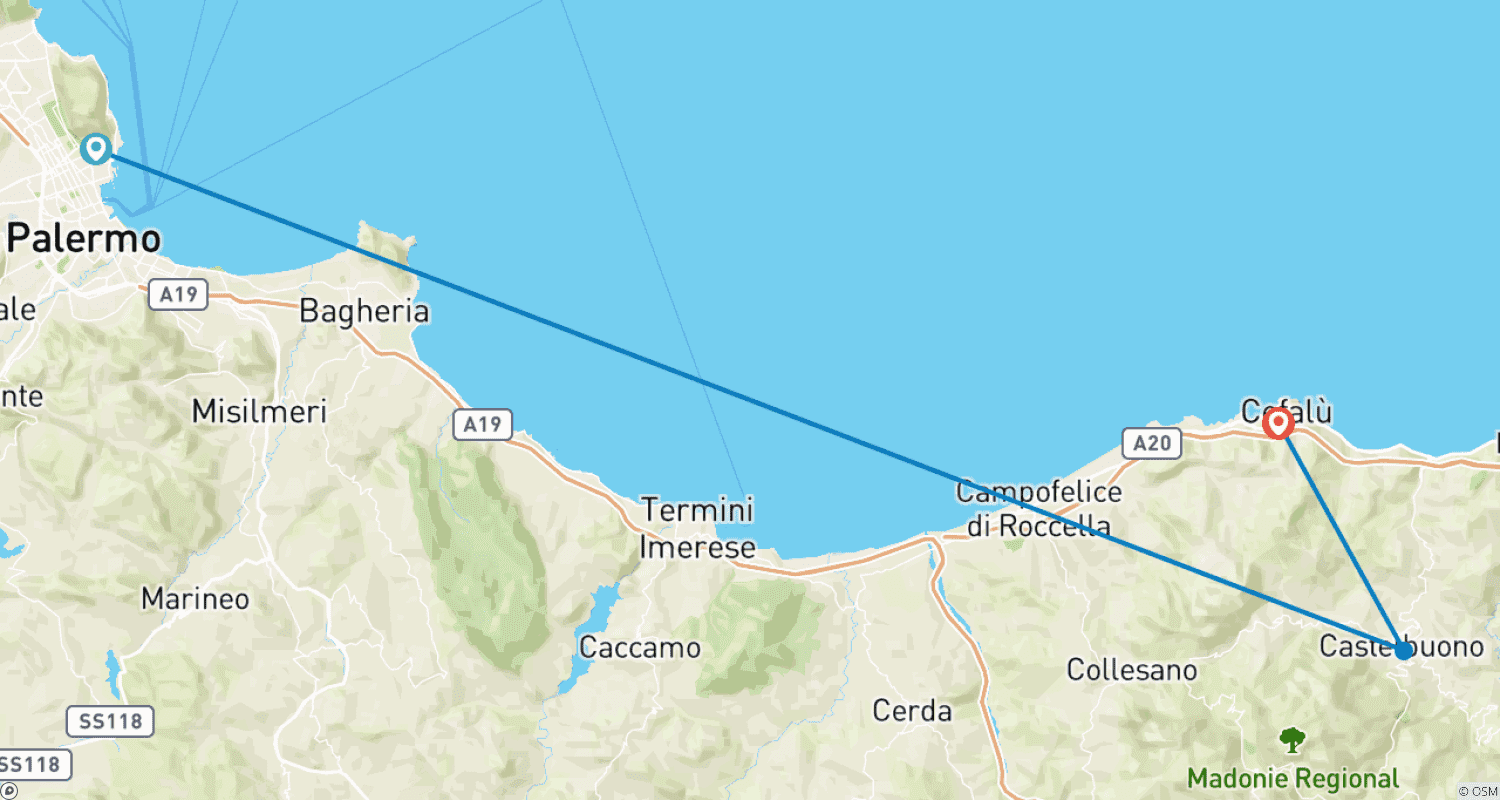 Mapa do percurso de Sicília: Caminhada nas Montanhas Madonie (Tour Autoguiado)