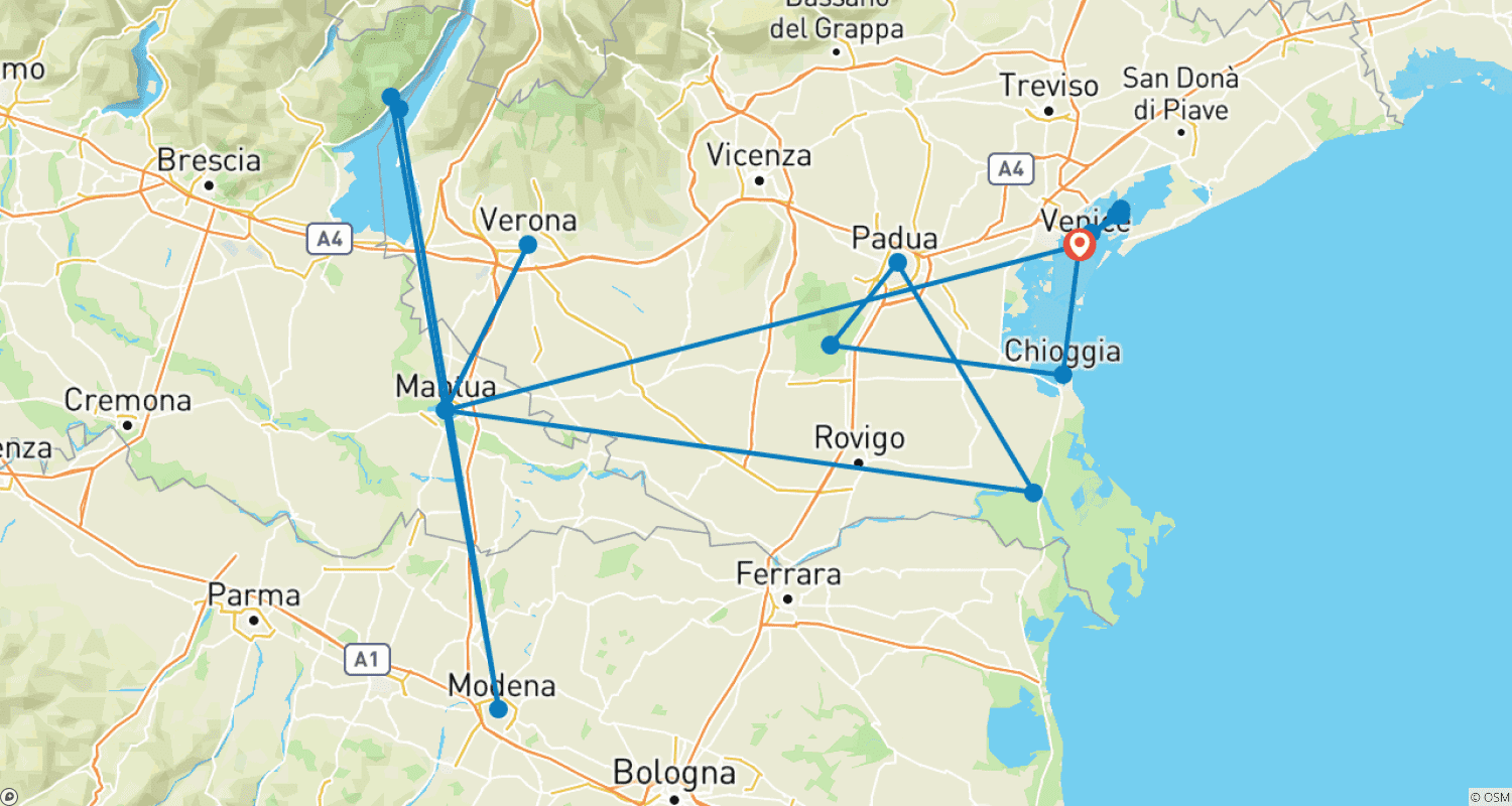 Mapa trasy: Z Wenecji do Mantui