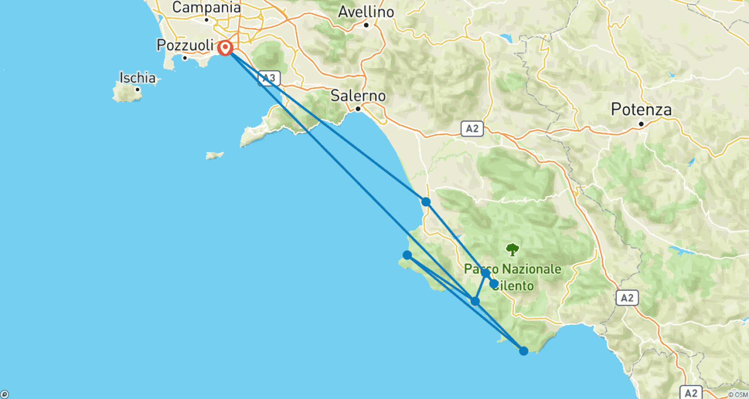 Mapa trasy: Wycieczka po Cilento - 7 dni